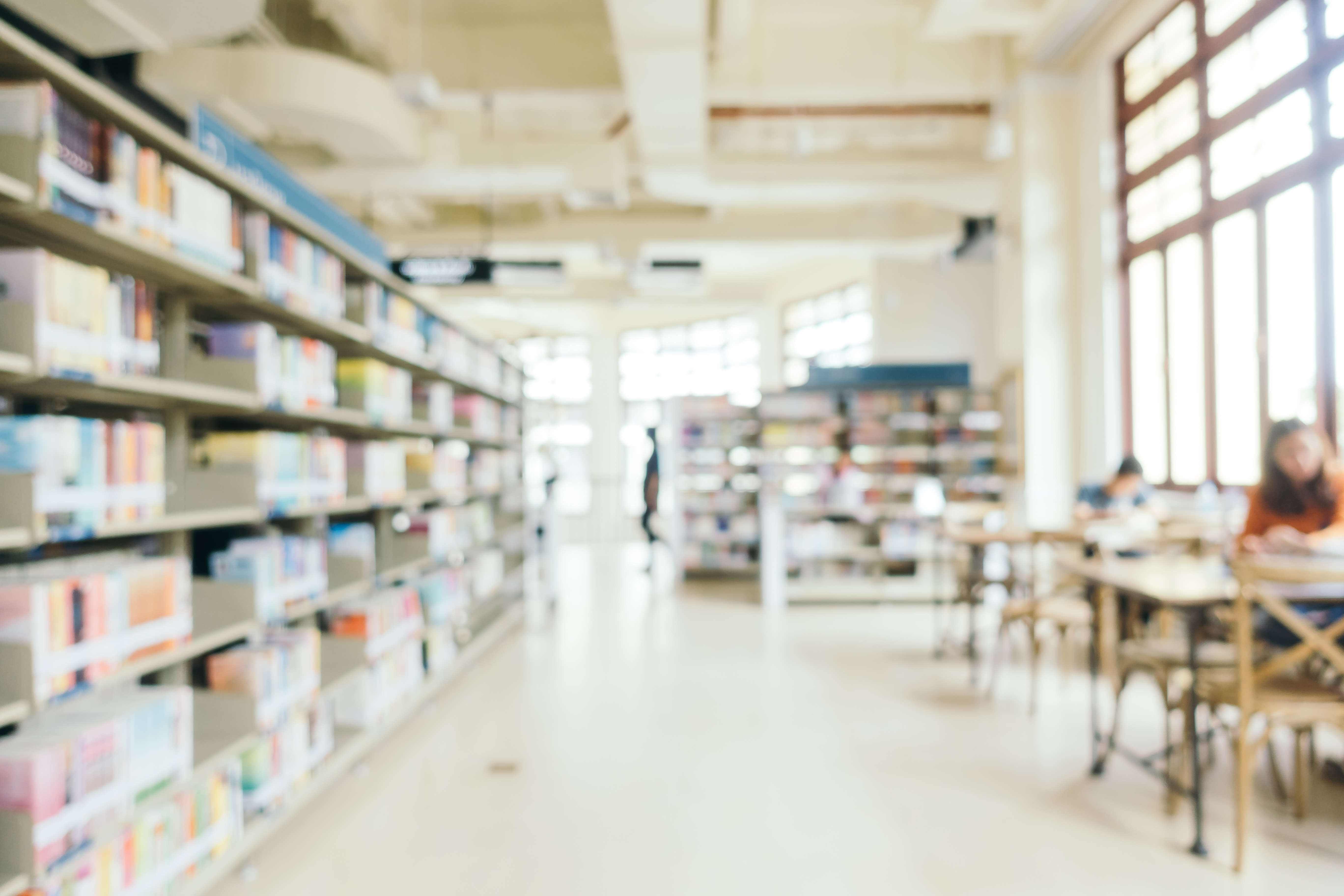 Abstract blur defocused bookshelf library